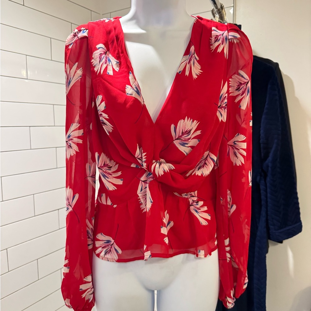Red Floral Women's Top